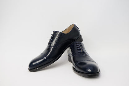 Heren veterschoen Sposato leer donkerblauw