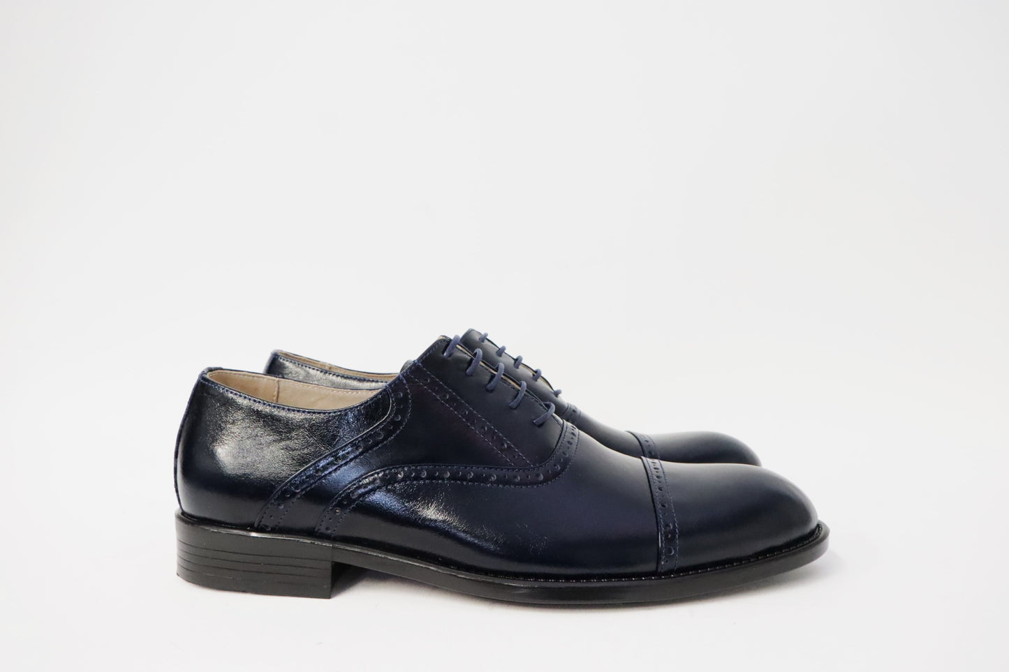 Heren veterschoen Sposato leer donkerblauw