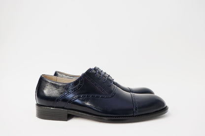 Heren veterschoen Sposato leer donkerblauw