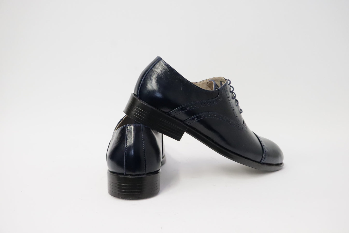 Heren veterschoen Sposato leer donkerblauw