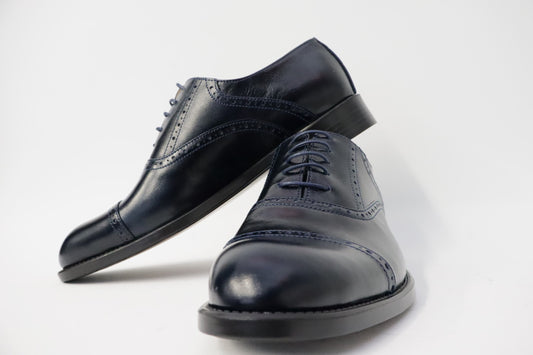 Heren veterschoen Sposato leer donkerblauw